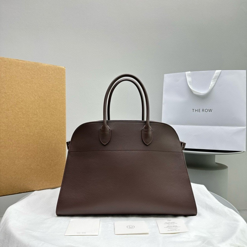 The Row Margaux 15 Top Handle Bag in Chocolate Leather LDBS243754