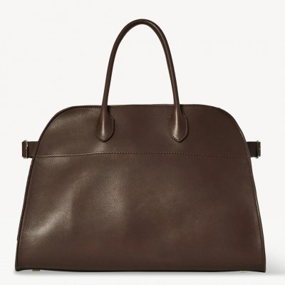 The Row Margaux 15 Top Handle Bag in Chocolate Leather LDBS243754