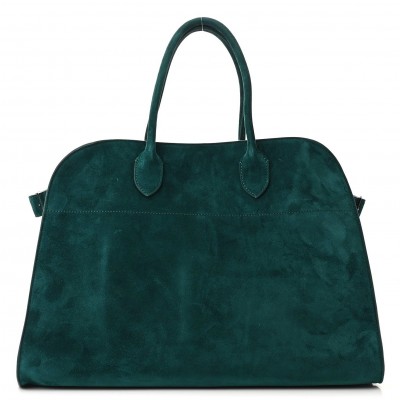 The Row Margaux 15 Top Handle Bag in Green Suede Leather LDBS243765