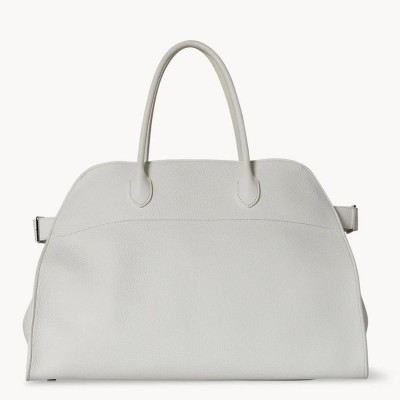 The Row Margaux 15 Top Handle Bag in White Grained Leather LDBS243738