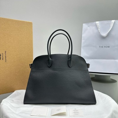 The Row Margaux 17 Top Handle Bag in Black Grained Leather LDBS243742