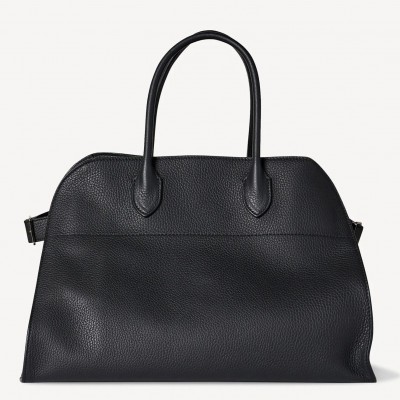 The Row Margaux 17 Top Handle Bag in Black Grained Leather LDBS243742