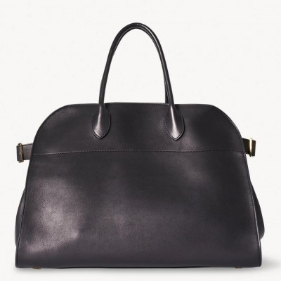 The Row Margaux 17 Top Handle Bag in Black Leather LDBS243746