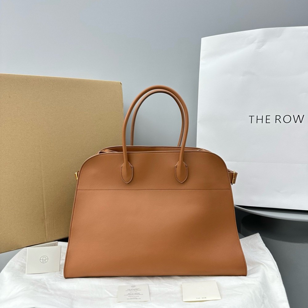 The Row Margaux 17 Top Handle Bag in Brown Leather LDBS243756