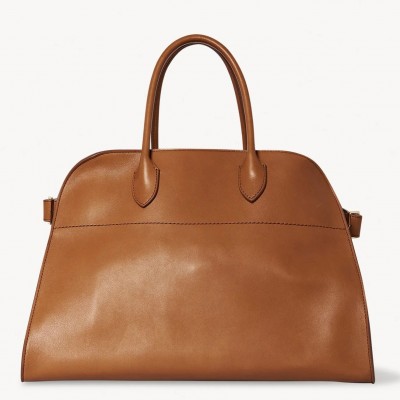 The Row Margaux 17 Top Handle Bag in Brown Leather LDBS243756