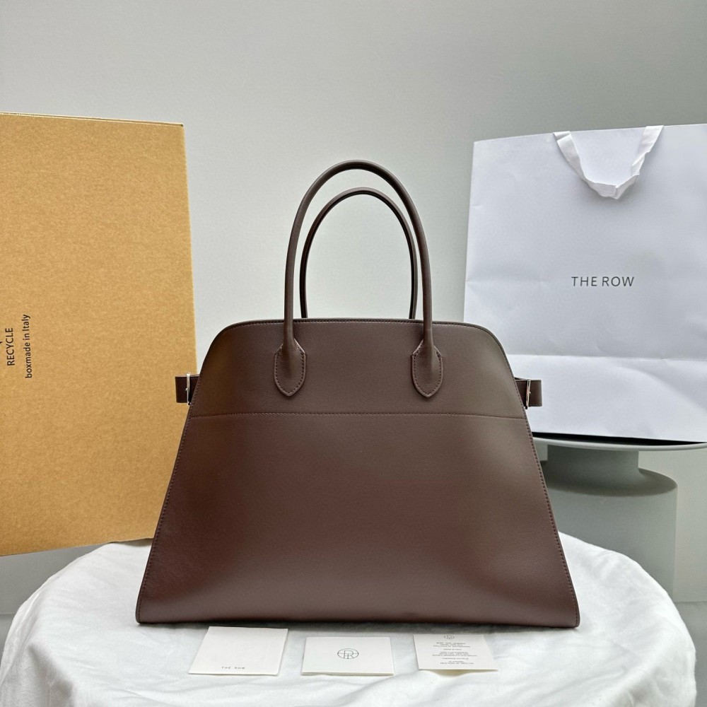 The Row Margaux 17 Top Handle Bag in Chocolate Leather LDBS243767