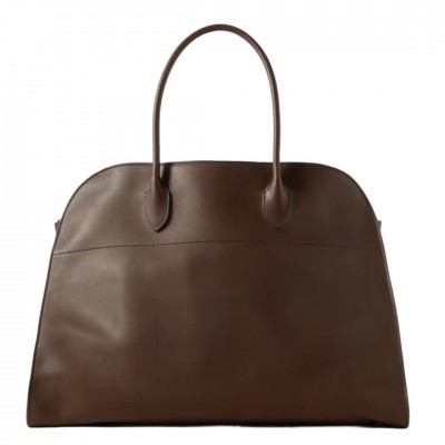 The Row Margaux 17 Top Handle Bag in Chocolate Leather LDBS243767