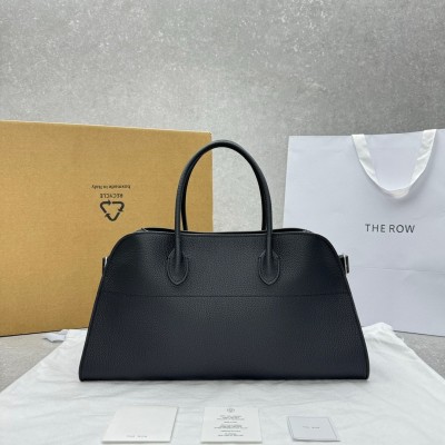 The Row Margaux EW Top Handle Bag in Black Grained Leather LDBS243780