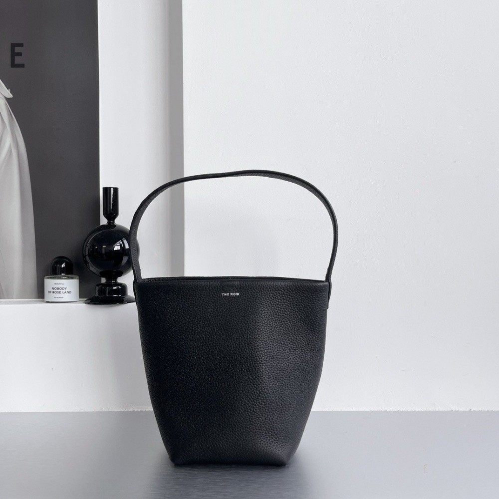 The Row Small N/S Park Tote in Black Grained Leather LDBS243778