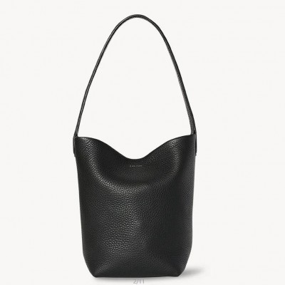 The Row Small N/S Park Tote in Black Grained Leather LDBS243778