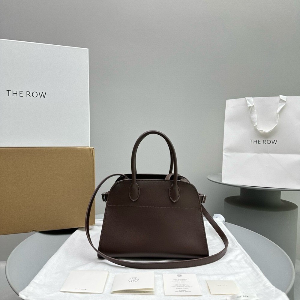 The Row Margaux 10 Top Handle Bag in Chocolate Leather