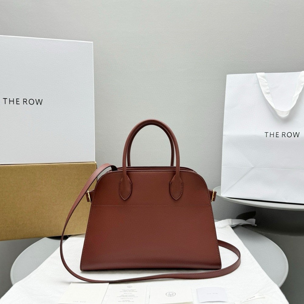 The Row Margaux 12 Top Handle Bag in Brick Leather