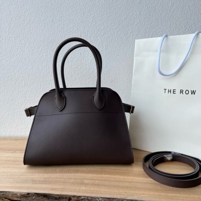 The Row Margaux 12 Top Handle Bag in Chocolate Leather