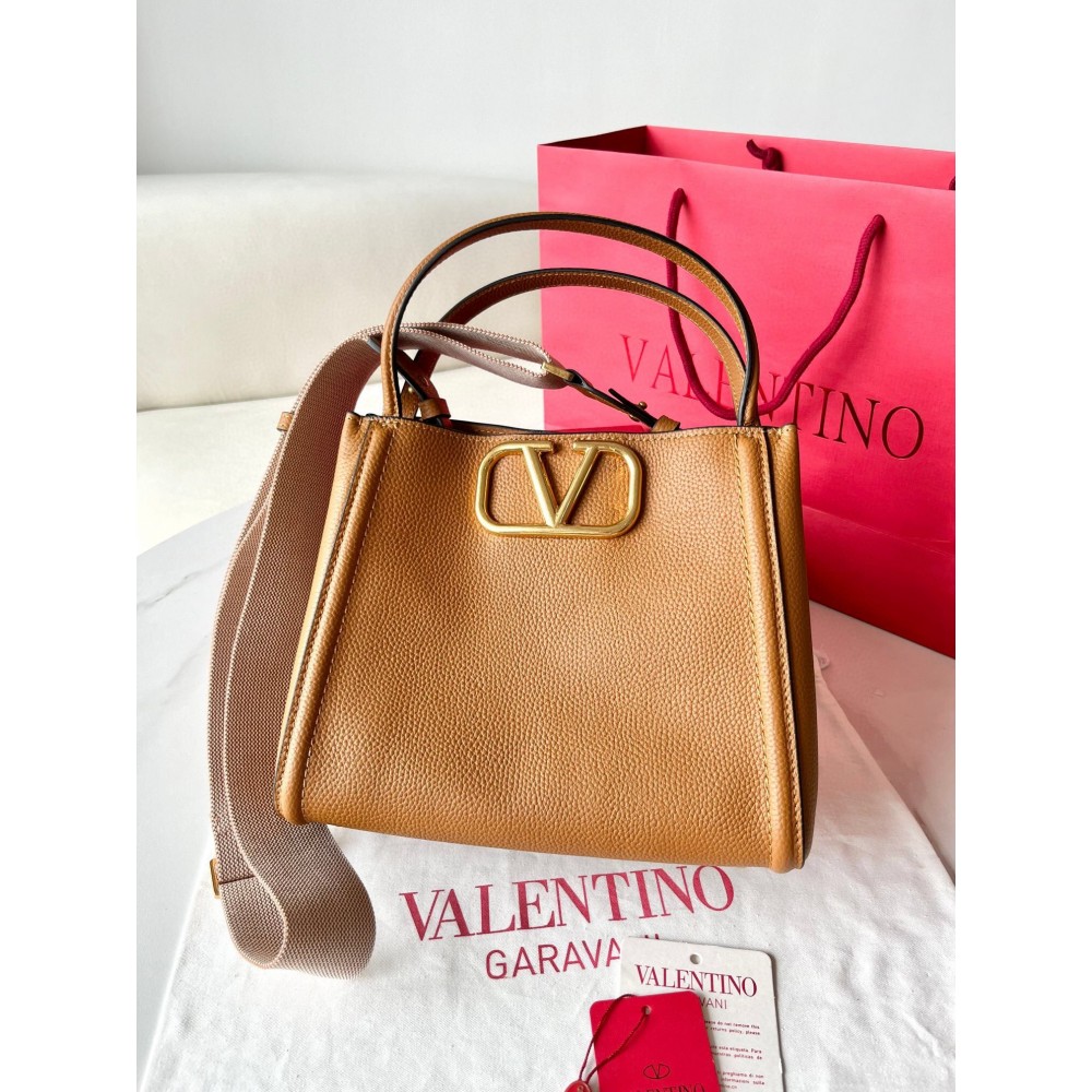 Valentino Alltime Medium Bag in Brown Grained Calfskin LDBS245489