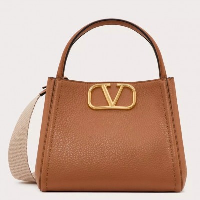 Valentino Alltime Medium Bag in Brown Grained Calfskin LDBS245489