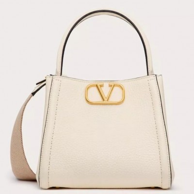 Valentino Alltime Medium Bag in White Grained Calfskin LDBS245491