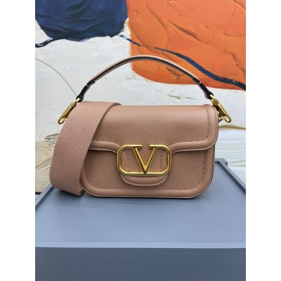 Valentino Alltime Shoulder Bag in Beige Grained Leather LDBS245492