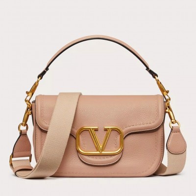 Valentino Alltime Shoulder Bag in Beige Grained Leather LDBS245492