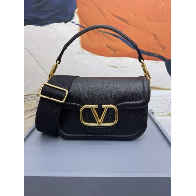 Valentino Alltime Shoulder Bag in Black Grained Leather LDBS245493