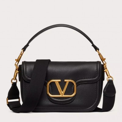 Valentino Alltime Shoulder Bag in Black Grained Leather LDBS245493