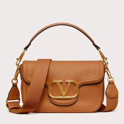 Valentino Alltime Shoulder Bag in Brown Grained Leather LDBS245494