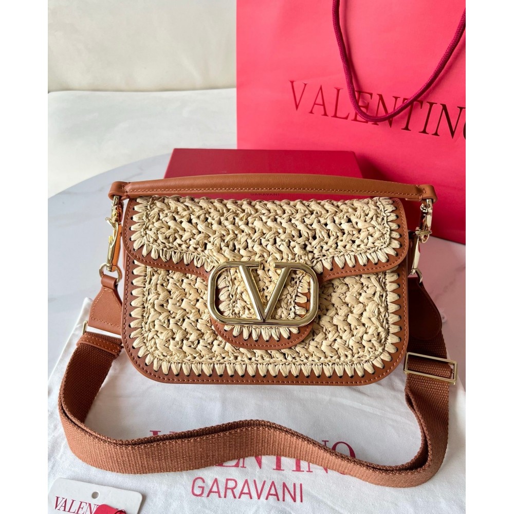 Valentino Alltime Shoulder Bag in Natural Raffia LDBS245495