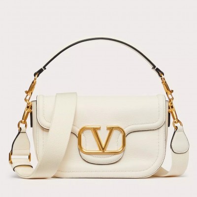 Valentino Alltime Shoulder Bag in White Grained Leather LDBS245496