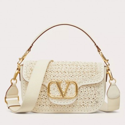 Valentino Alltime Shoulder Bag in White Raffia LDBS245497