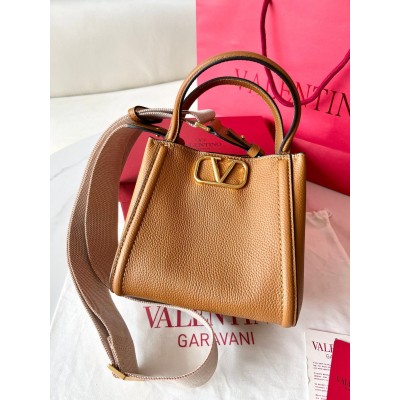 Valentino Alltime Small Bag in Brown Grained Calfskin LDBS245499