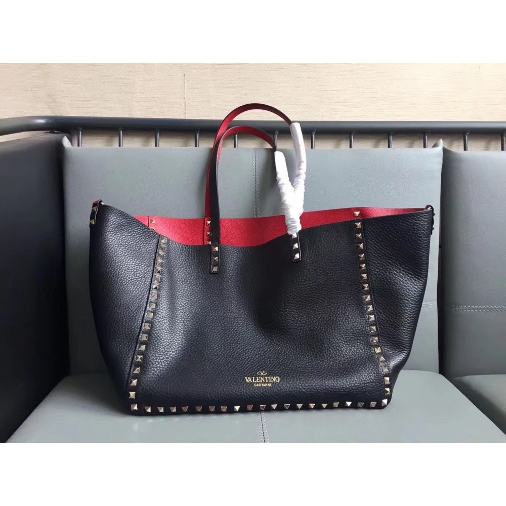 Valentino Black Rockstud Medium Reversible Tote LDBS245503