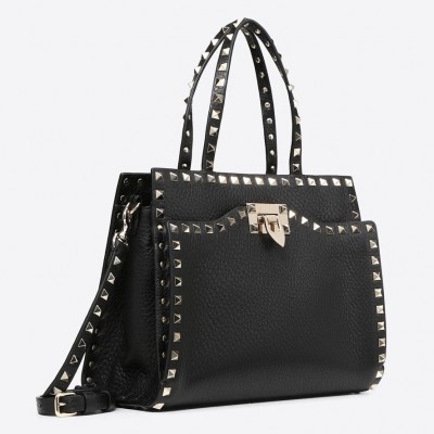 Valentino Black Small Rockstud Top Handle Bag LDBS245504