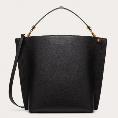 Valentino Escape Hobo Bag In Black Grained Calfskin LDBS245508