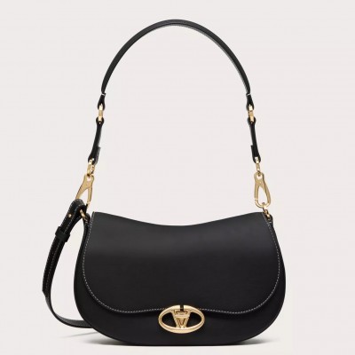 Valentino Garavani Ohval Small Shoulder Bag in Black Calfskin LDBS245523