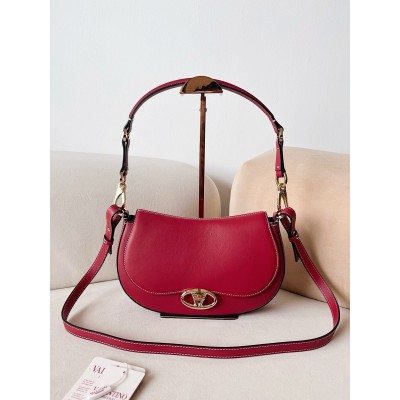 Valentino Garavani Ohval Small Shoulder Bag in Red Calfskin LDBS245525