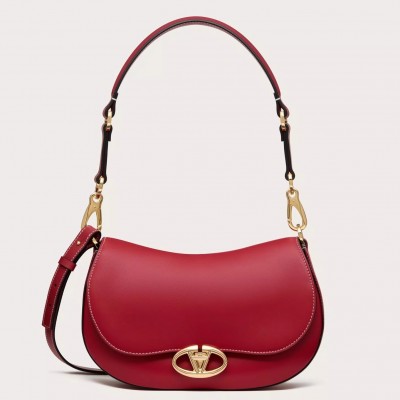 Valentino Garavani Ohval Small Shoulder Bag in Red Calfskin LDBS245525