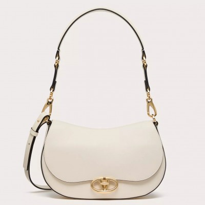 Valentino Garavani Ohval Small Shoulder Bag in White Calfskin LDBS245526