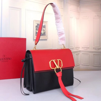 Valentino Garavani Red/Black Medium VRing Shoulder Bag LDBS245529