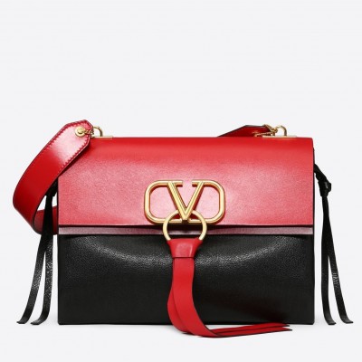 Valentino Garavani Red/Black Medium VRing Shoulder Bag LDBS245529