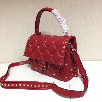 Valentino Garavani Red Quilted Candystud Top Handle Bag LDBS245531