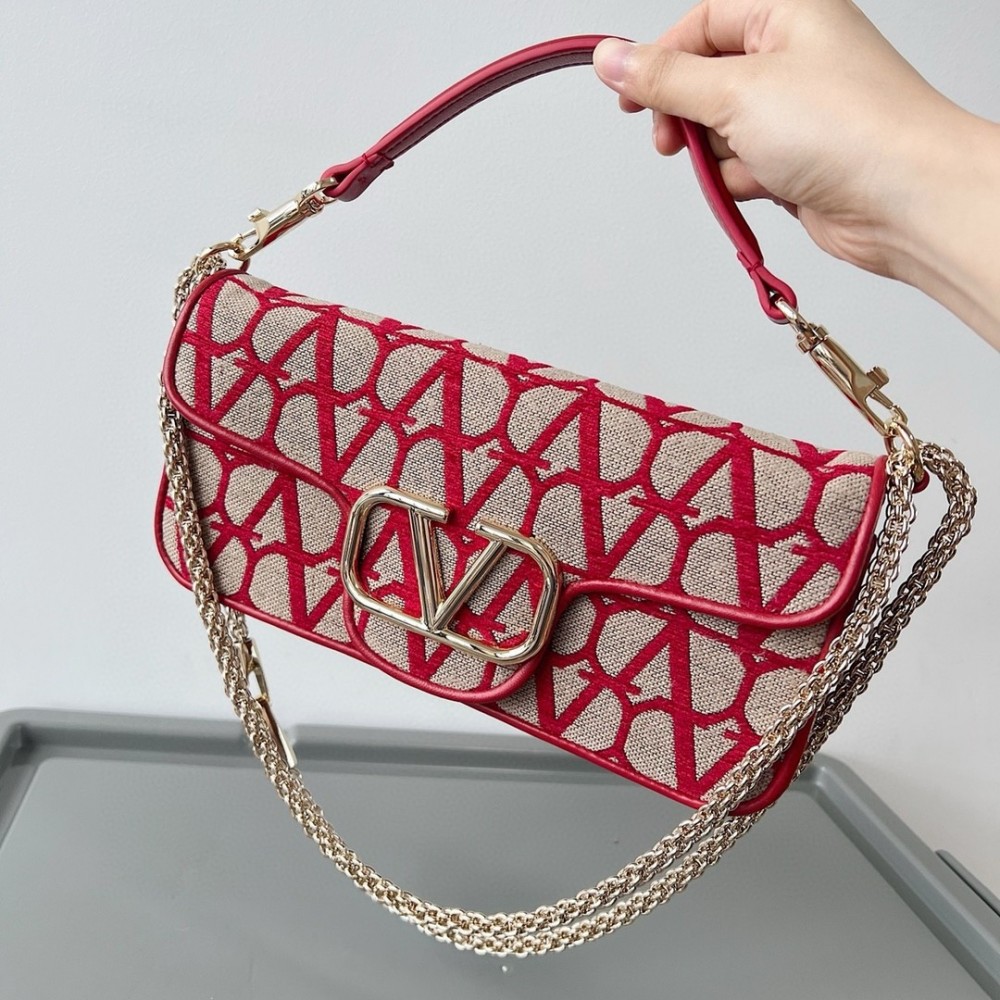 Valentino Large Loco Shoulder Bag in Red Toile Iconographe LDBS245538