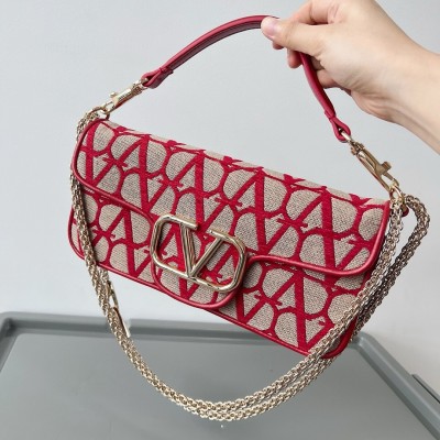 Valentino Large Loco Shoulder Bag in Red Toile Iconographe LDBS245538