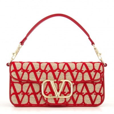 Valentino Large Loco Shoulder Bag in Red Toile Iconographe LDBS245538