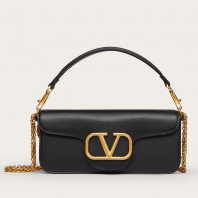 Valentino Loco Large Shoulder Bag In Black Calfskin LDBS245543