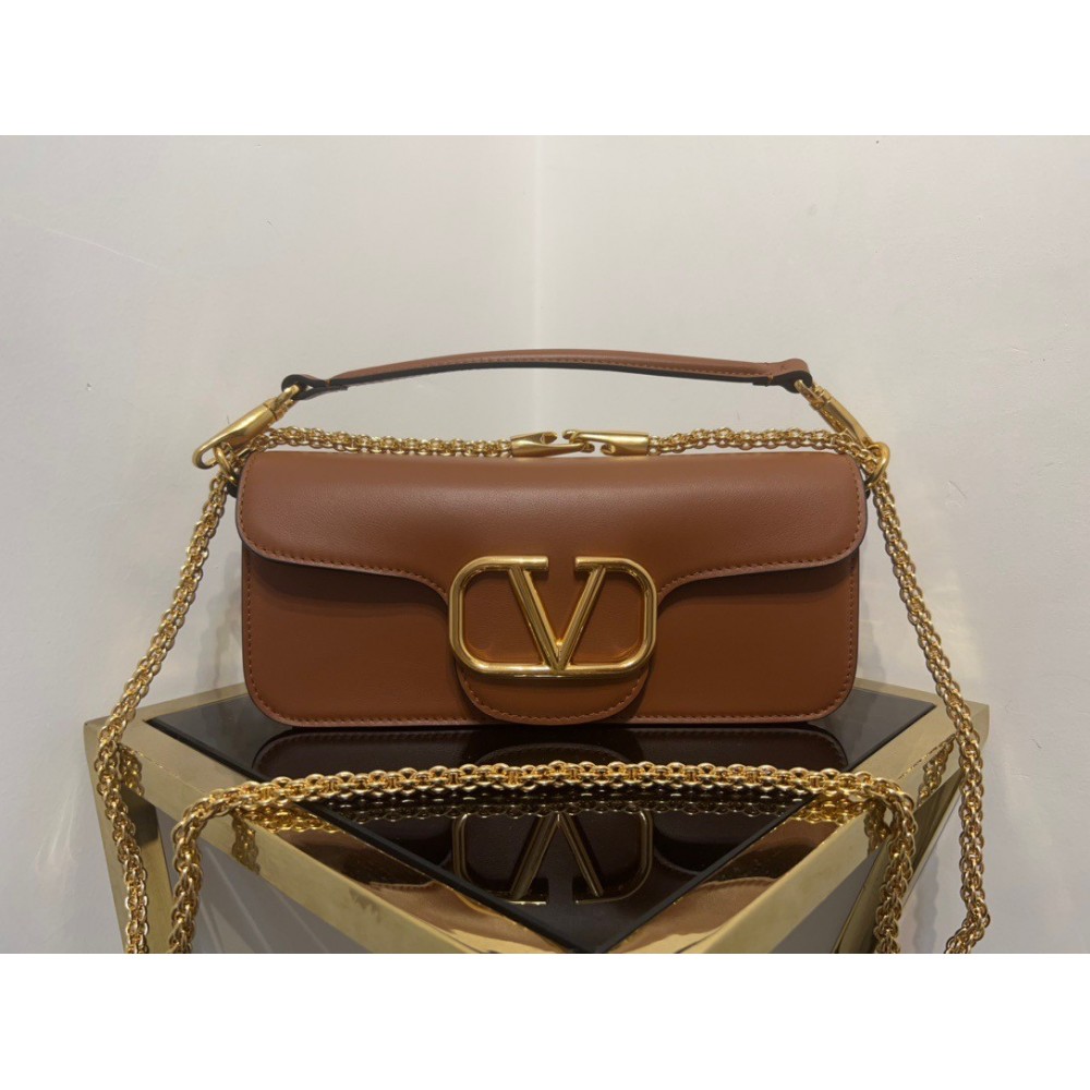 Valentino Loco Large Shoulder Bag In Brown Calfskin LDBS245544