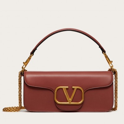 Valentino Loco Large Shoulder Bag In Brown Calfskin LDBS245544