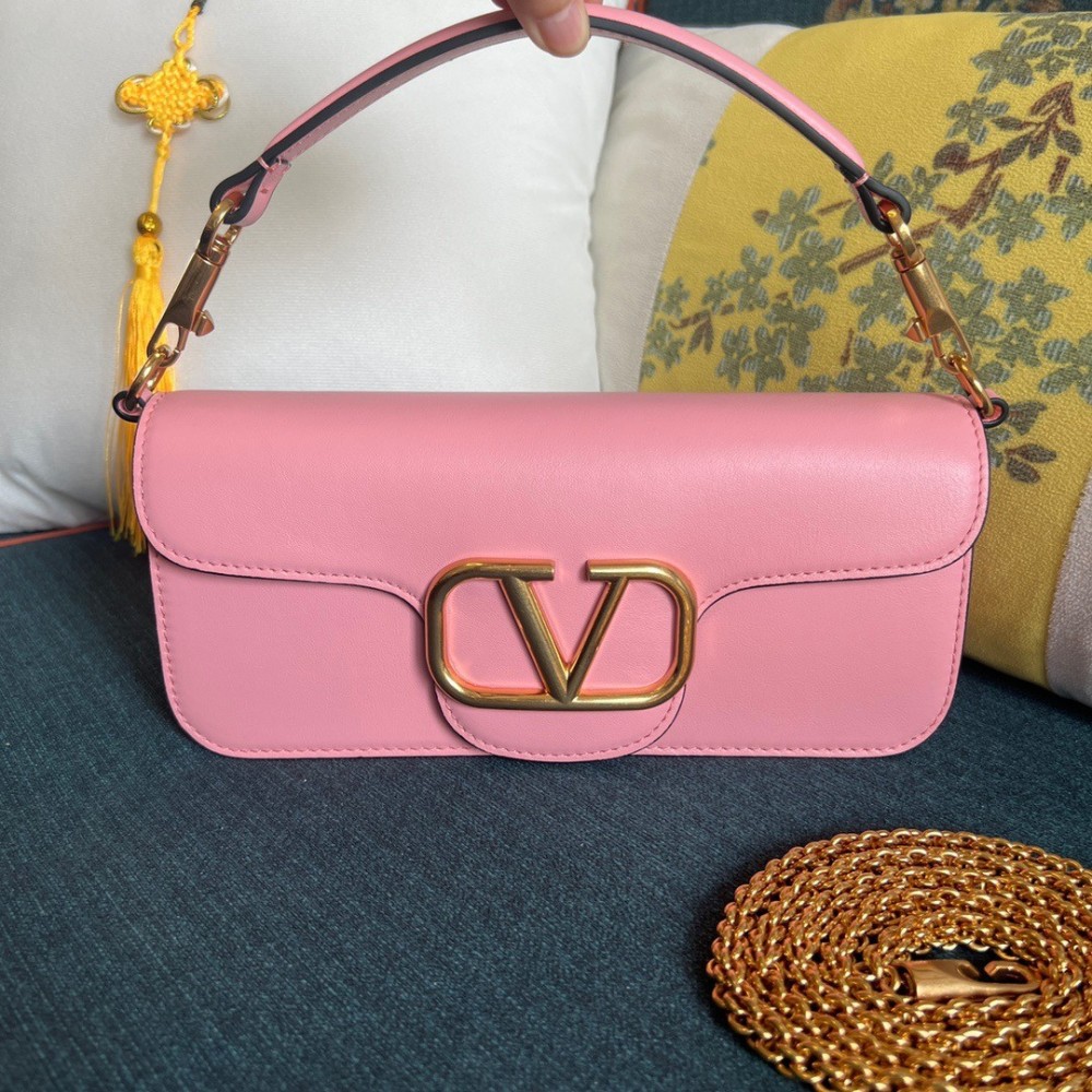 Valentino Loco Large Shoulder Bag In Pink Calfskin LDBS245545