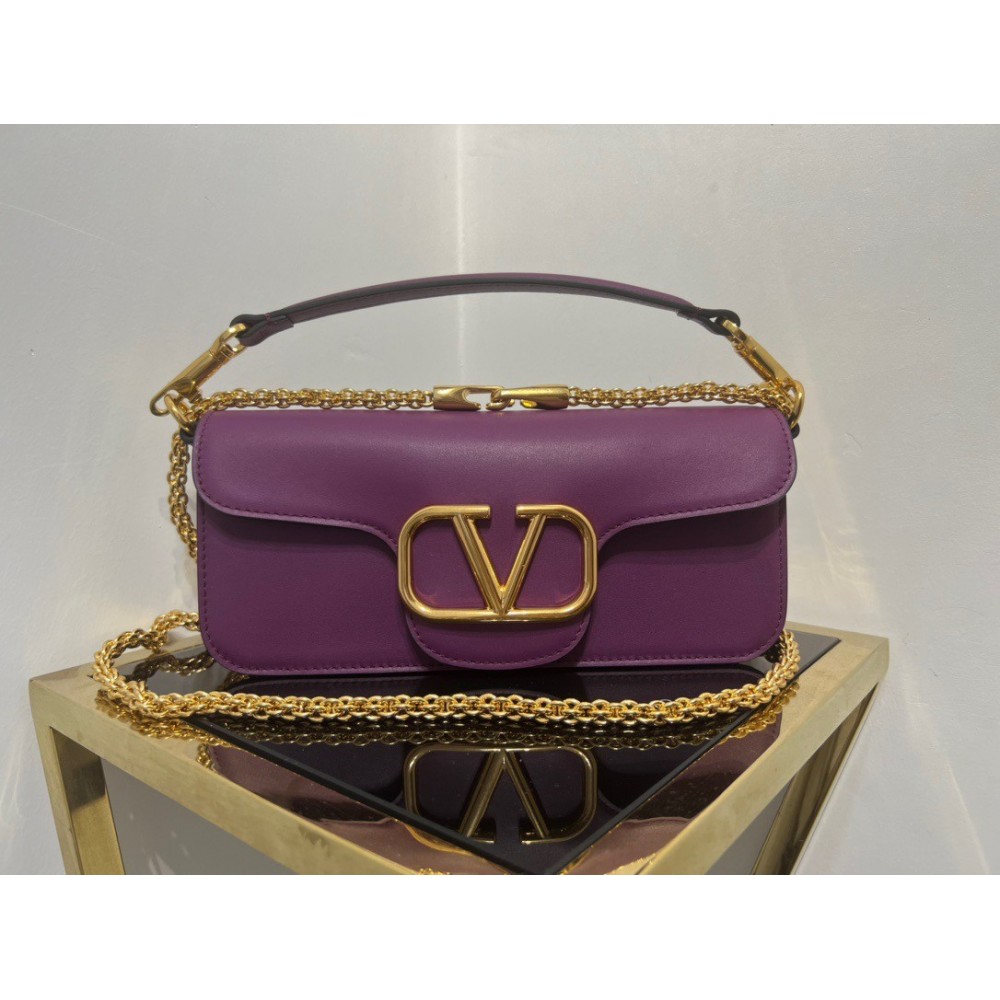 Valentino Loco Large Shoulder Bag In Purple Calfskin LDBS245546