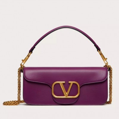 Valentino Loco Large Shoulder Bag In Purple Calfskin LDBS245546