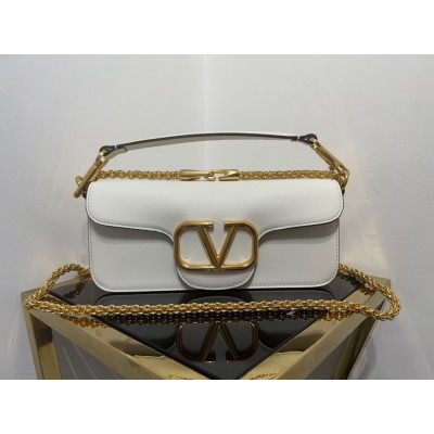 Valentino Loco Large Shoulder Bag In White Calfskin LDBS245547