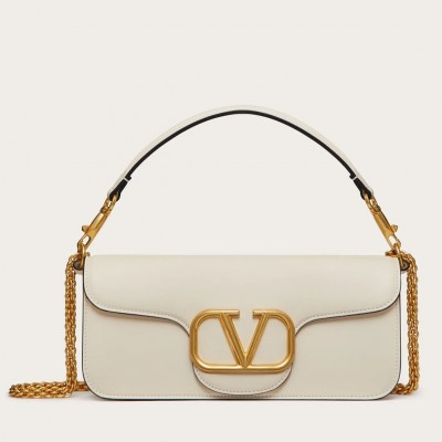 Valentino Loco Large Shoulder Bag In White Calfskin LDBS245547